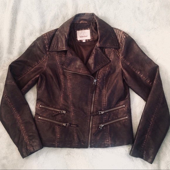 BKE Jackets & Blazers - BKE Brown Faux Leather Jacket Size S